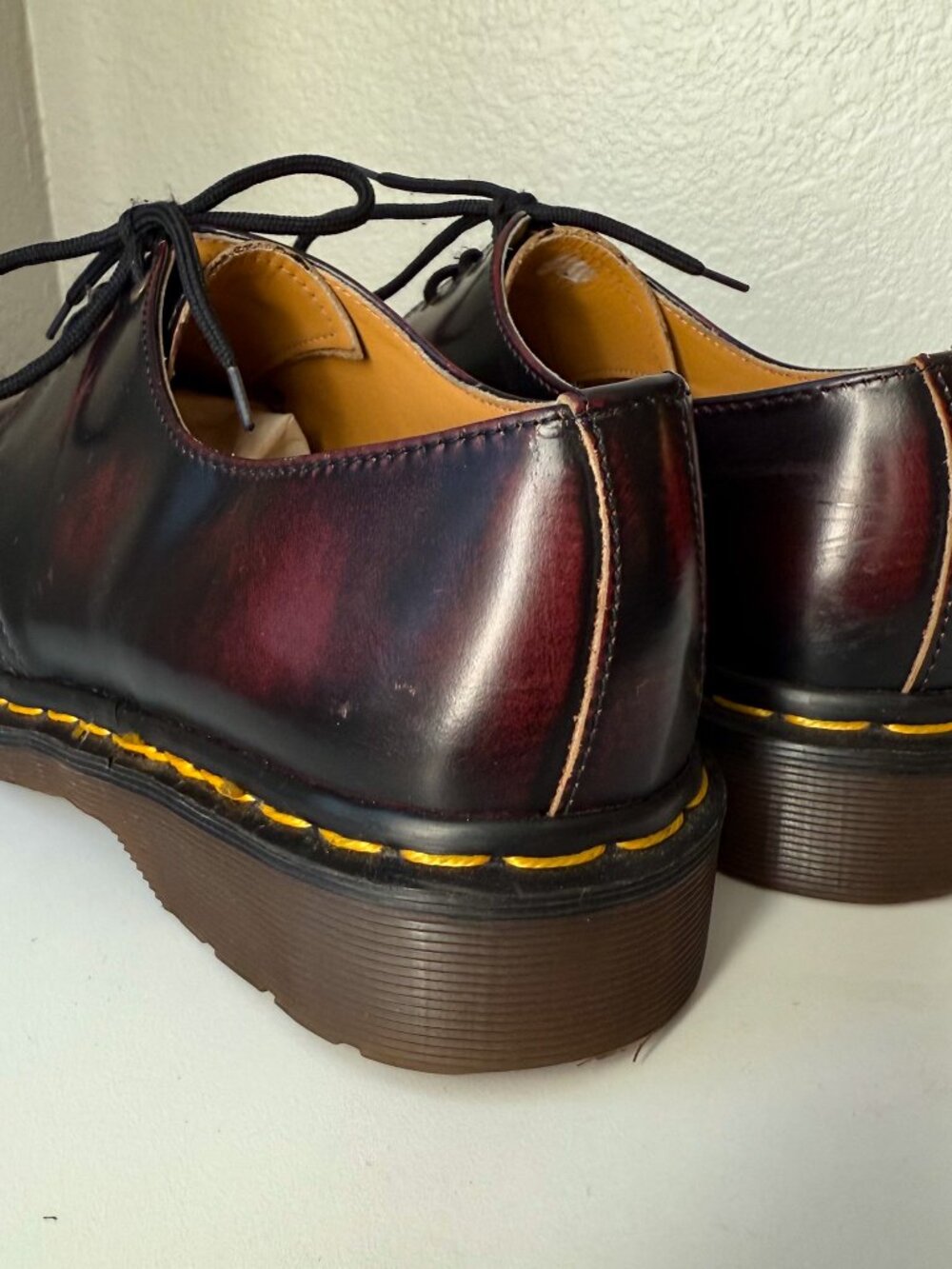 VTG Doc Marten 90s Oxblood Leather Shoe Low Top Oxford Made In England Mens 11 - Picture 3 of 16